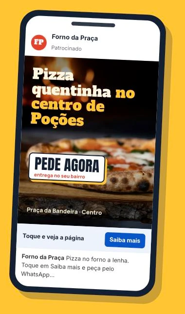 Exemplo de anúncio de uma pizzaria fictícia